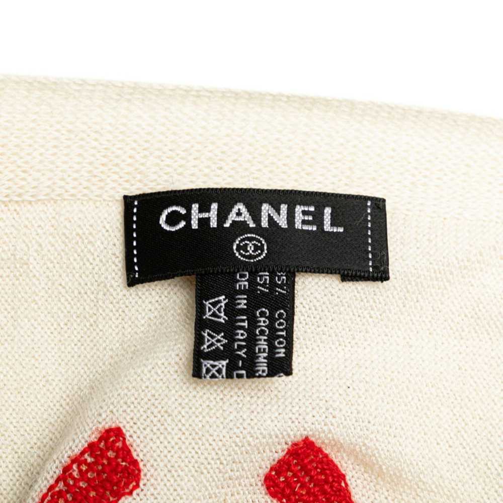 Chanel Chanel Coco Mark Stole White Navy Red Cott… - image 5