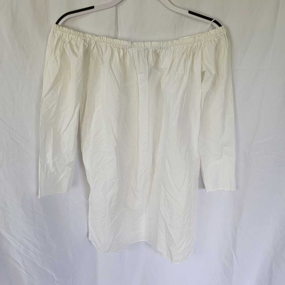 Zara Zara White Off the Shoulder Shirt Dress Size… - image 12