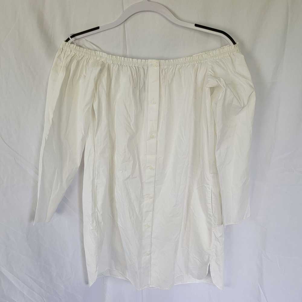 Zara Zara White Off the Shoulder Shirt Dress Size… - image 5