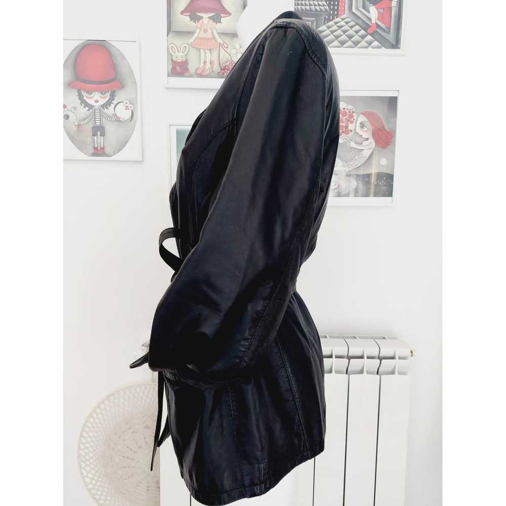 Non Signé / Unsigned Leather trench coat - image 2