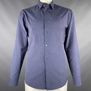 Hermes Navy Blue Checkered Cotton Button Up ong Sl