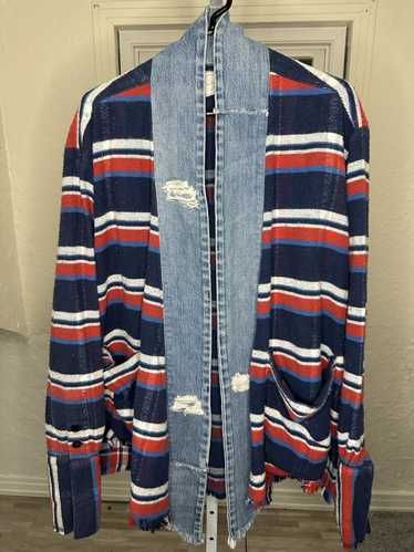 Greg Lauren Navy Red Plaid Kimono - image 1