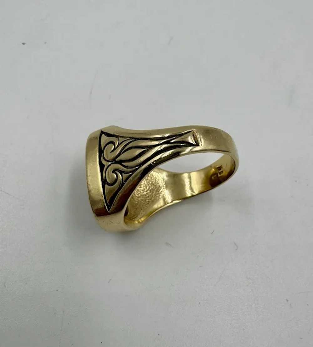 Vintage 14k yellow Gold Picture Agate Men's ring - image 7