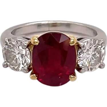 Platinum and 18K Yellow Gold Ruby and Diamond Ring