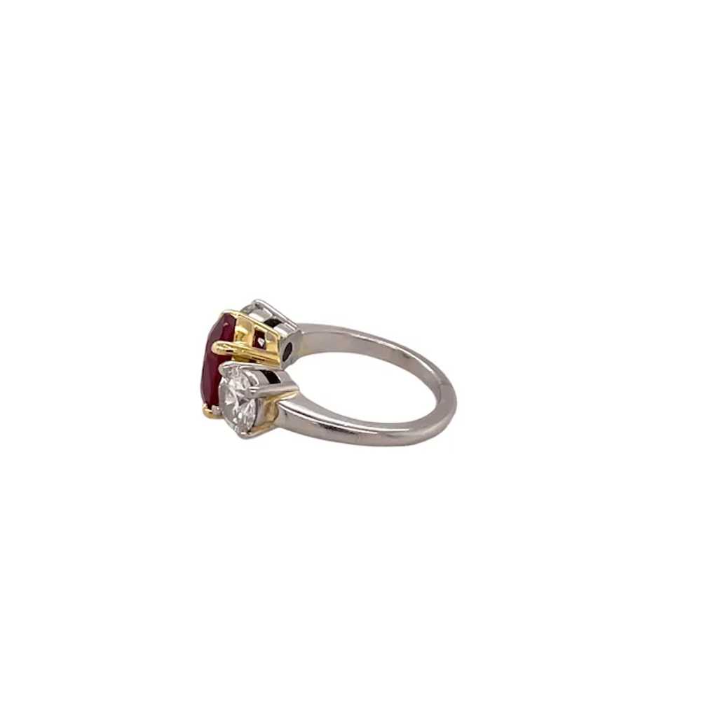 Platinum and 18K Yellow Gold Ruby and Diamond Ring - image 2