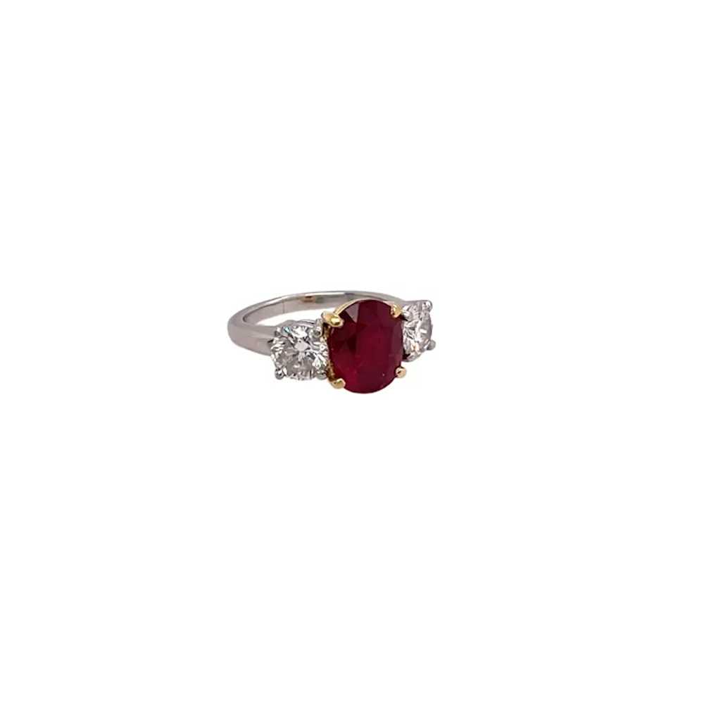 Platinum and 18K Yellow Gold Ruby and Diamond Ring - image 4