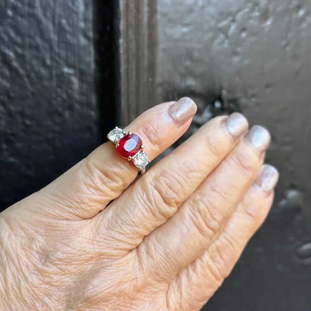 Platinum and 18K Yellow Gold Ruby and Diamond Ring - image 5