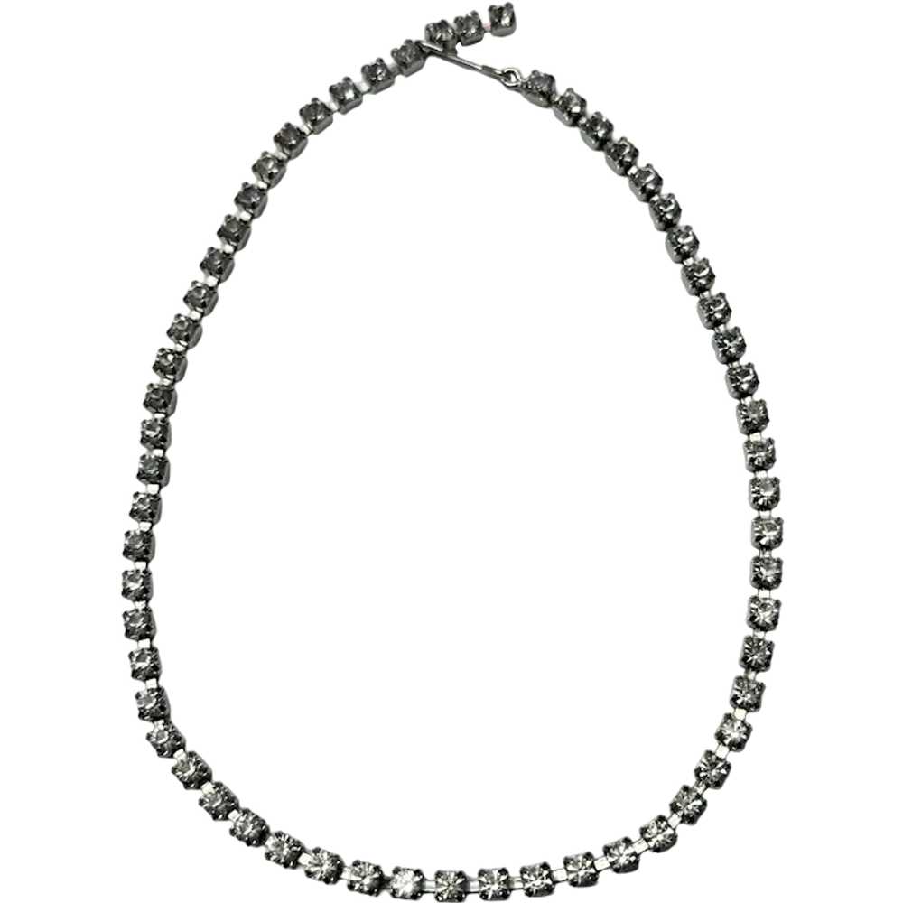 Vintage rhinestone collar chain necklace - image 1