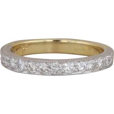 18k Yellow and White Gold Diamond Milgrain Band