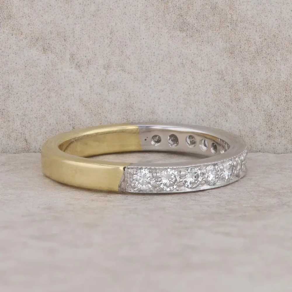 18k Yellow and White Gold Diamond Milgrain Band - image 4
