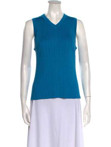 Co. Co. Silk Tank Top Blue V-Neck - image 1