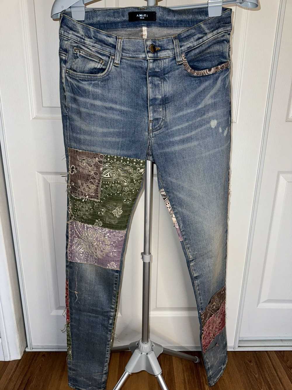 Amiri Amiri Distressed Patchwork Skinny Jeans siz… - image 1