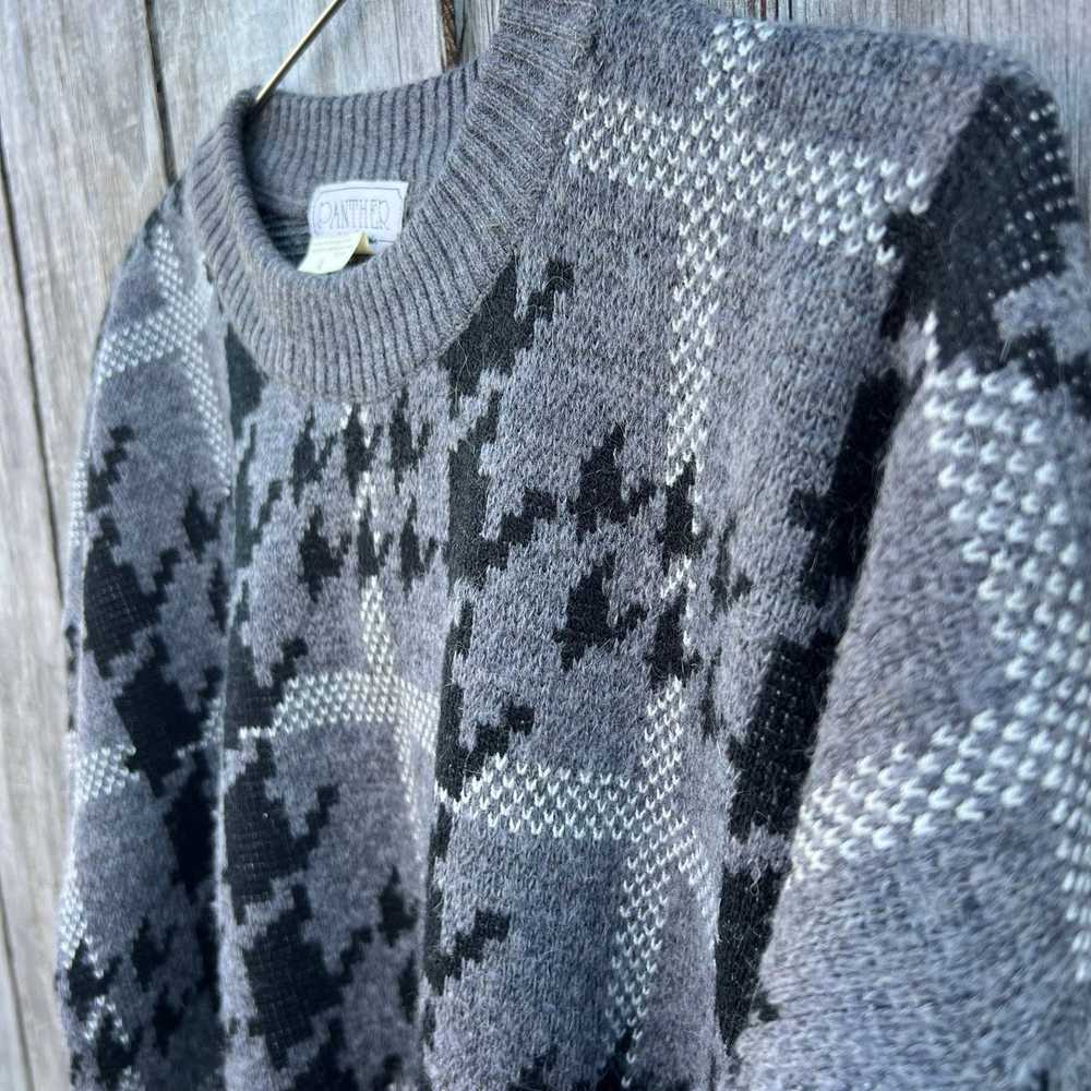 Vintage VTG Panther Gray Black Houndstooth Plaid … - image 4