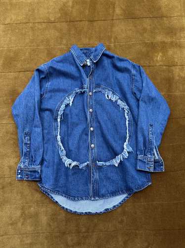 Edward Cuming Edward Cuming Blue Frayed Denim Shir