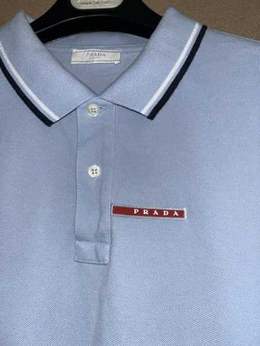 Prada striped polo shirt red best sale