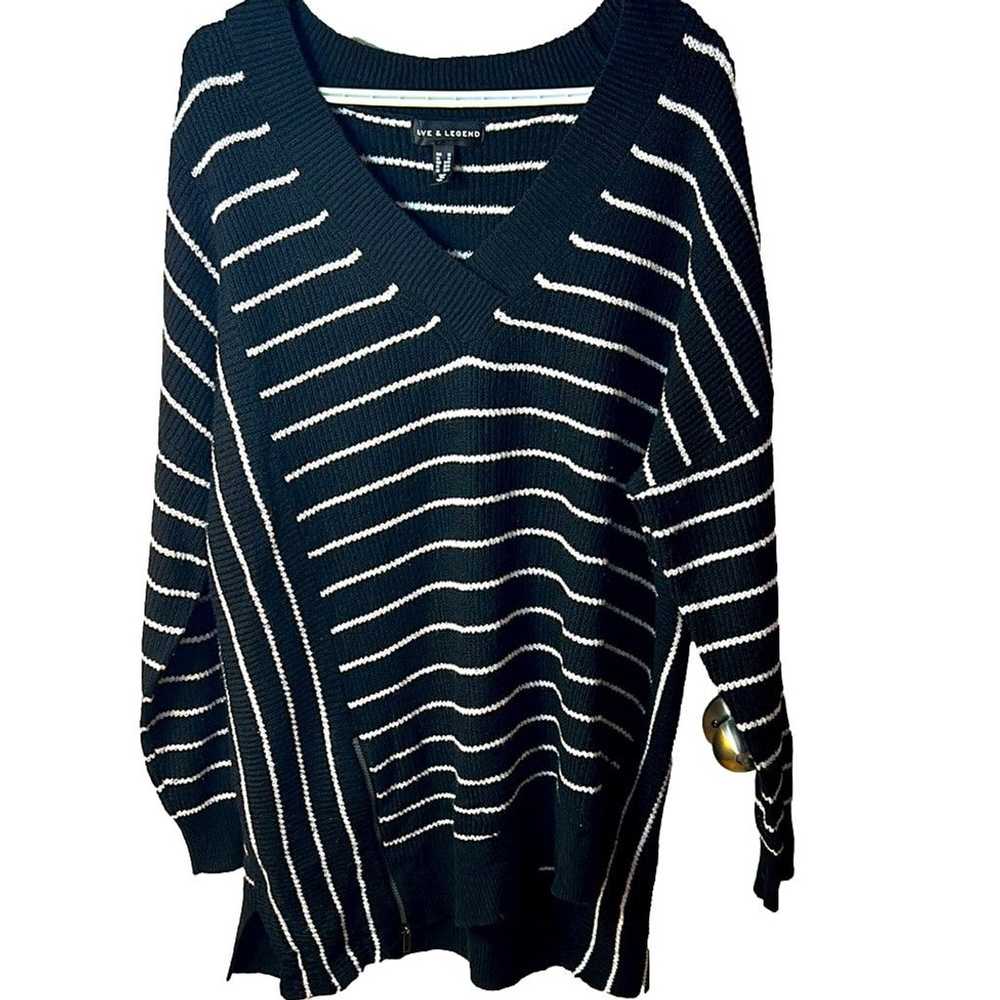 Other Love & Legend Striped V-Neck tunic Sweater … - image 1