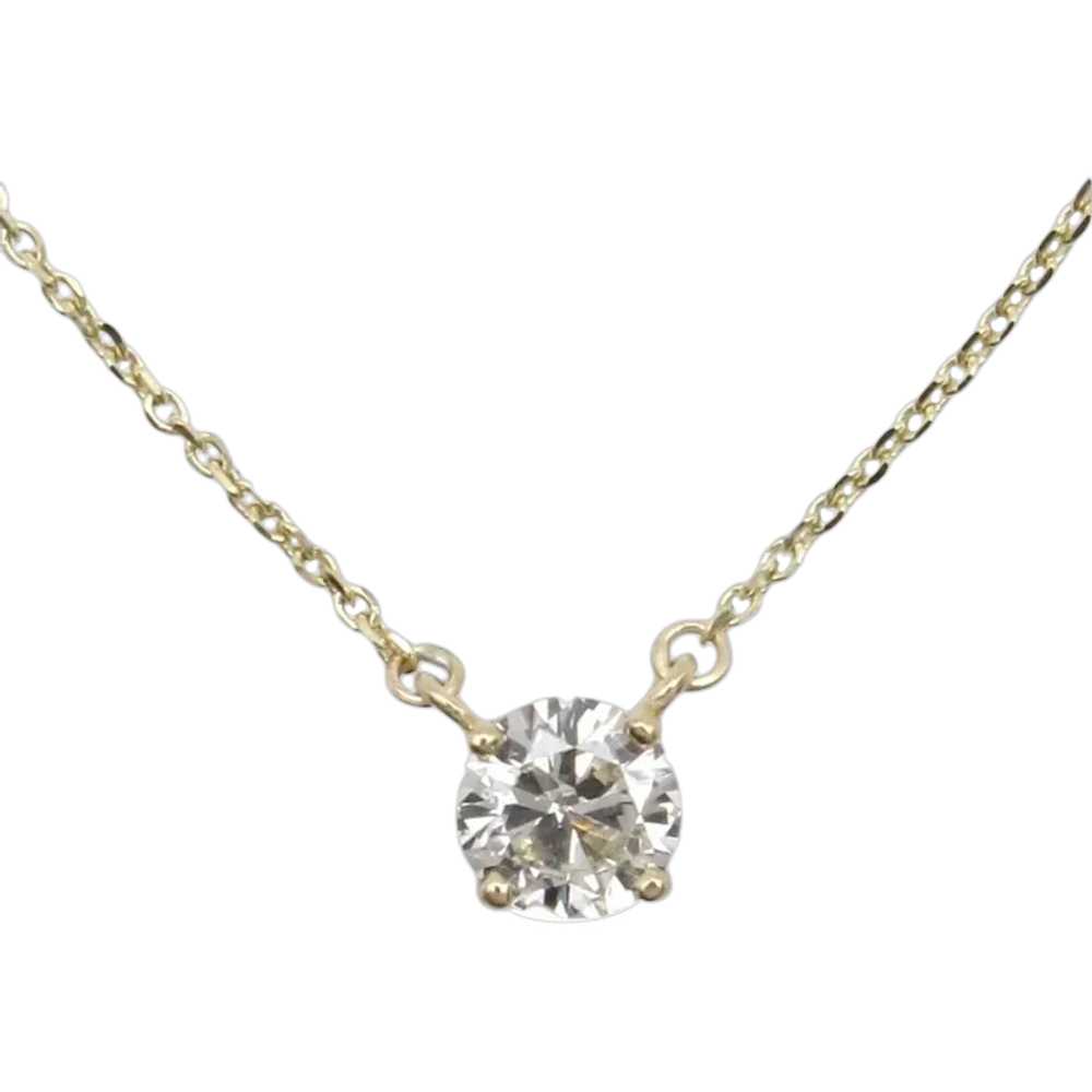 0.63ct Diamond Solitaire Station Necklace 14k Yel… - image 1