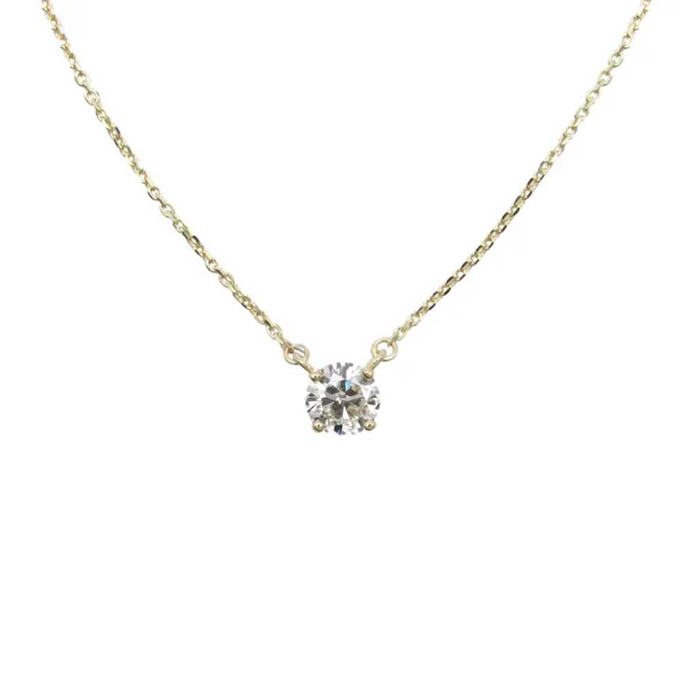 0.63ct Diamond Solitaire Station Necklace 14k Yel… - image 2