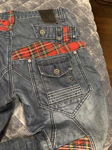 Streetwear EJ DENIM Rio Plaid Studded Jeans - image 1