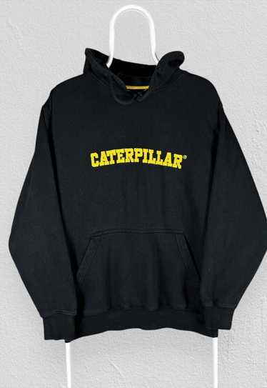 Vintage CAT Caterpillar Black Hoodie Spell Out Men