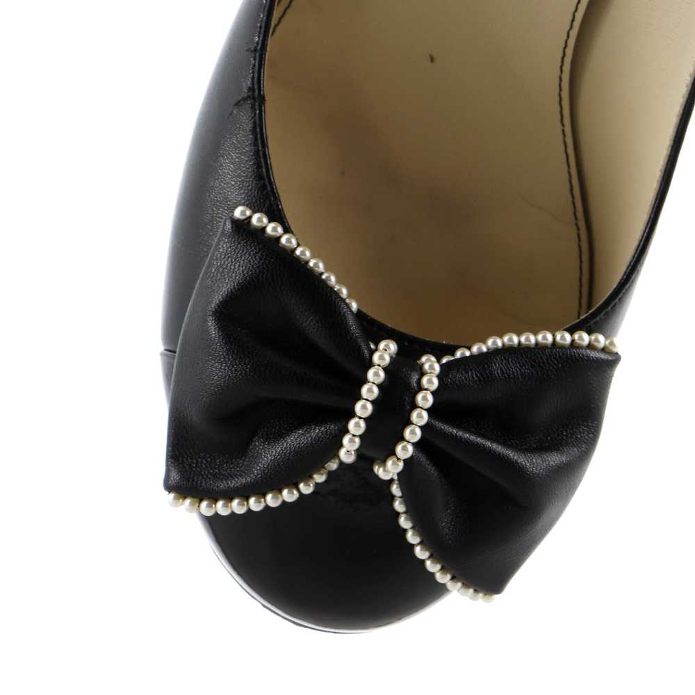 CHANEL Women's Pearl Bow Cap Toe Pumps Leather wi… - image 5