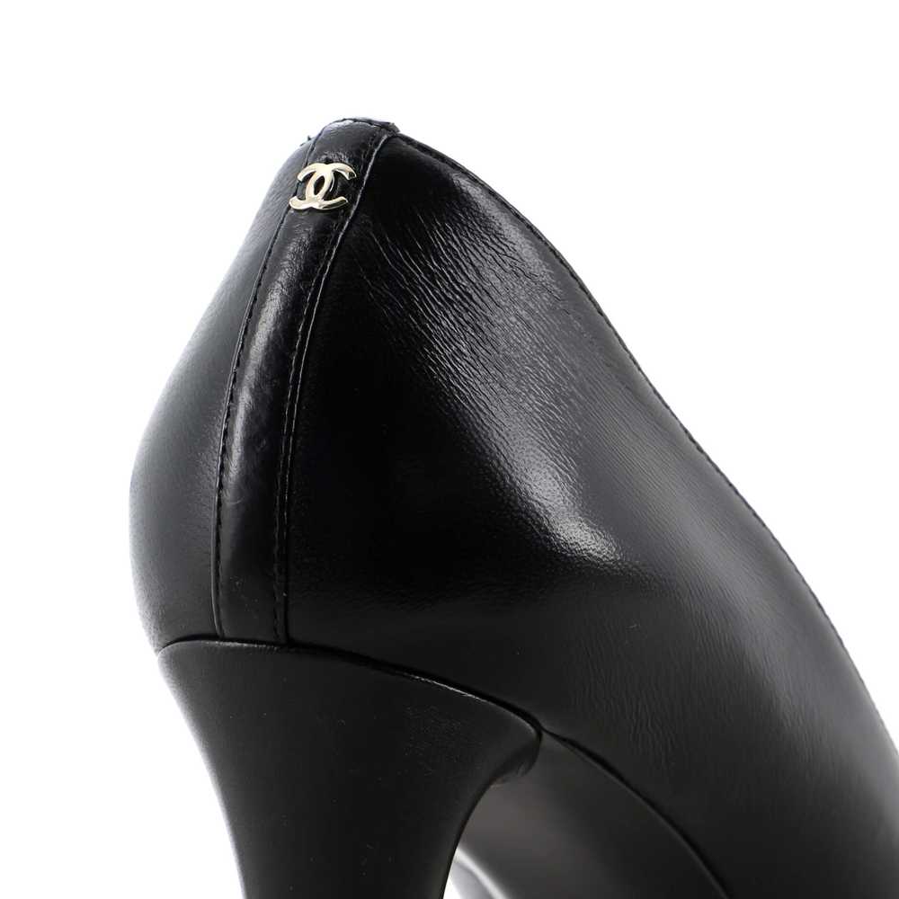 CHANEL Women's Pearl Bow Cap Toe Pumps Leather wi… - image 6