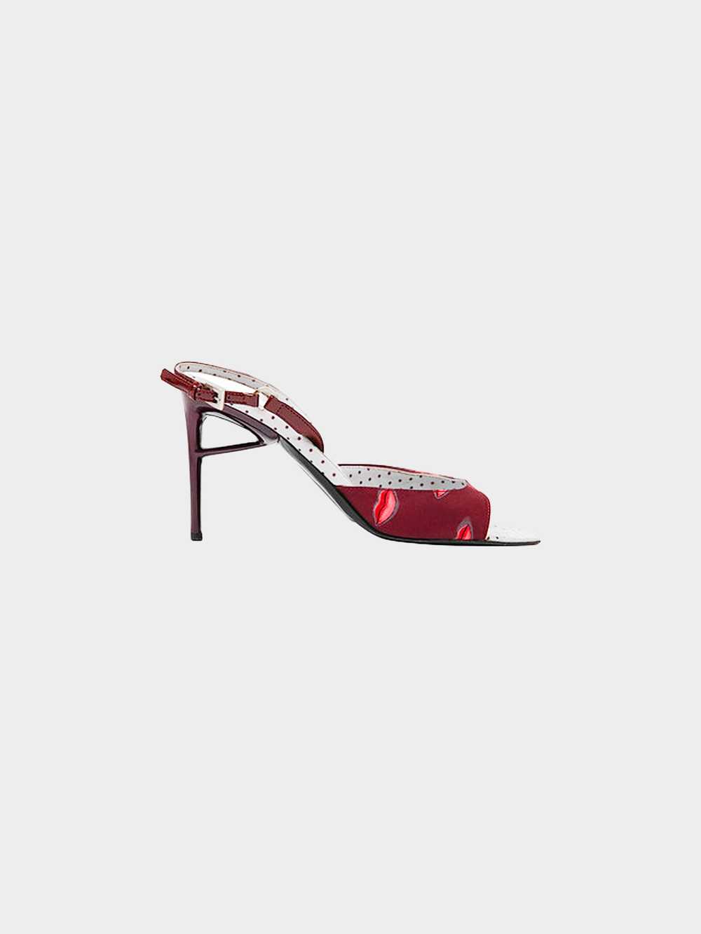 Prada SS 2000 Burgundy Crepe de Chine Lips Heels - image 1