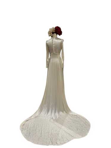 1930’s Satin Long Satin Wedding gown with Train - image 1