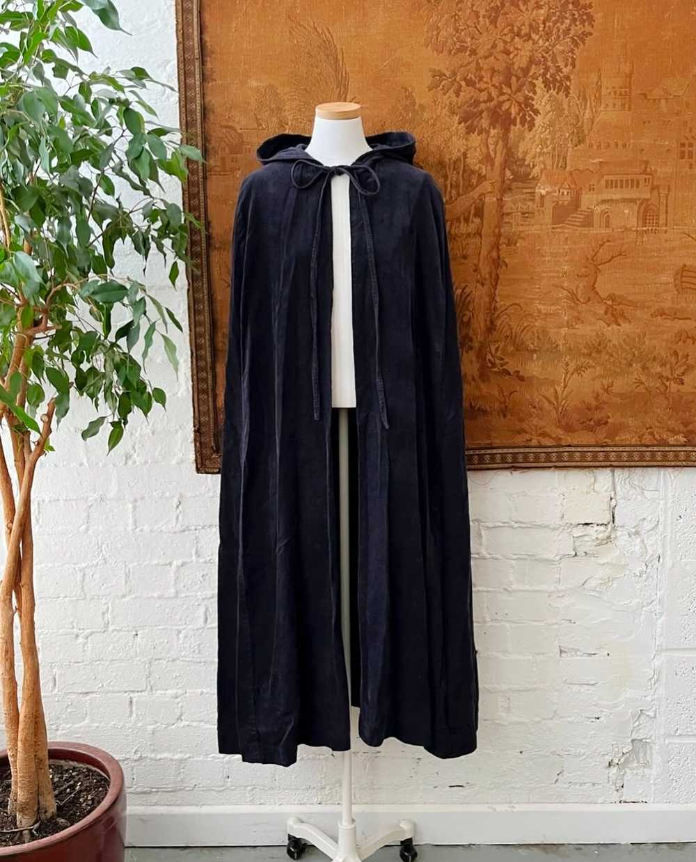 1960s Laura Ashley Deep Midnight Navy Blue Cordur… - image 1