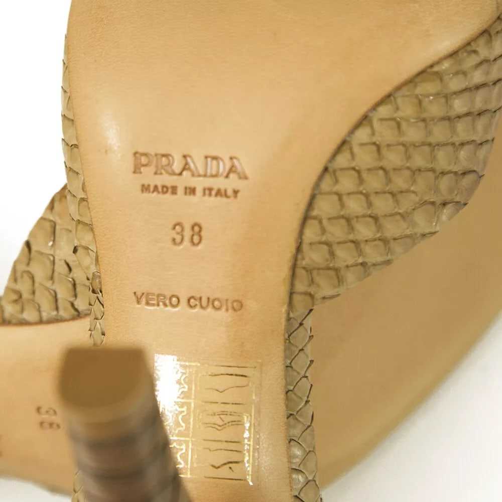 BNWOB Prada Brown Ombre Snakeskin Python Slingbac… - image 8