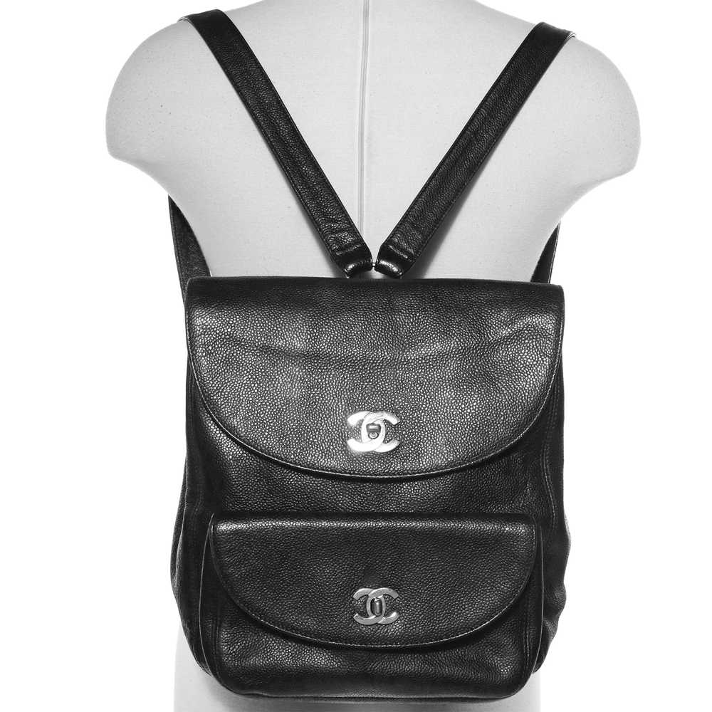 Vintage Chanel Caviar Two Compartment Backpack Ha… - image 2