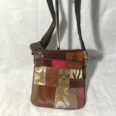 Coach  Patchwork Brown Leather Crossbody Bag #1043