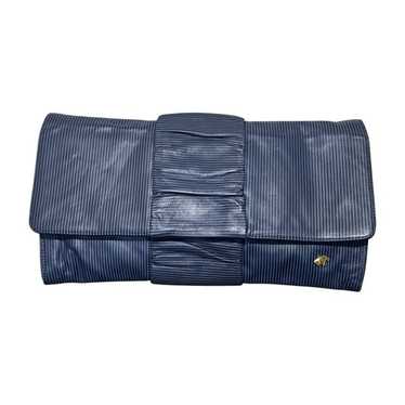 Bagheera Vintage Navy Blue Striped Leather Clutch 