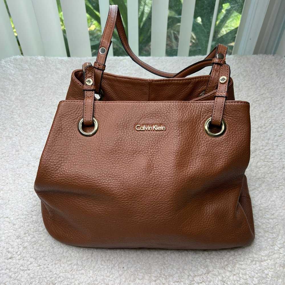 Calvin Klein Tan Brown Satchel Crossbody Bag - image 1