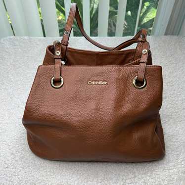 Calvin Klein Tan Brown Satchel Crossbody Bag - image 1