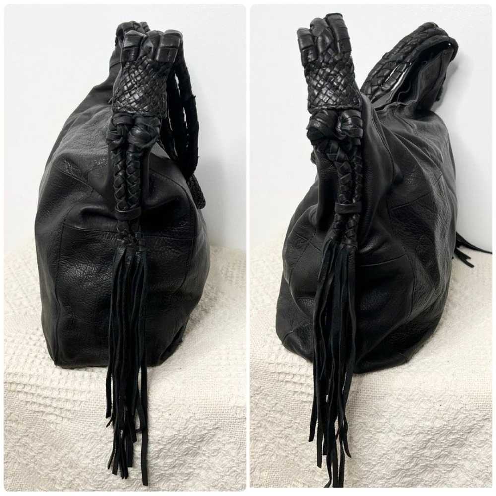 Day & Mood Black Leather Hobo Shoulder Bag Woven … - image 3