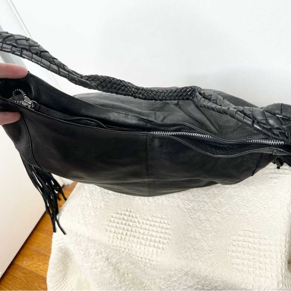 Day & Mood Black Leather Hobo Shoulder Bag Woven … - image 7