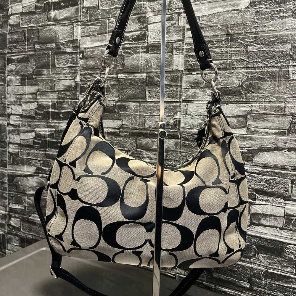 COACH  SIGNATURE BLACK STRIPE HOBO CARRY SHoULDER… - image 3