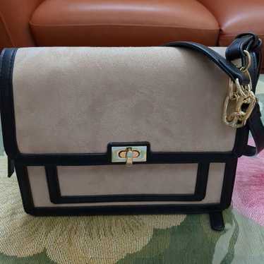 Beige and black shoulder bag