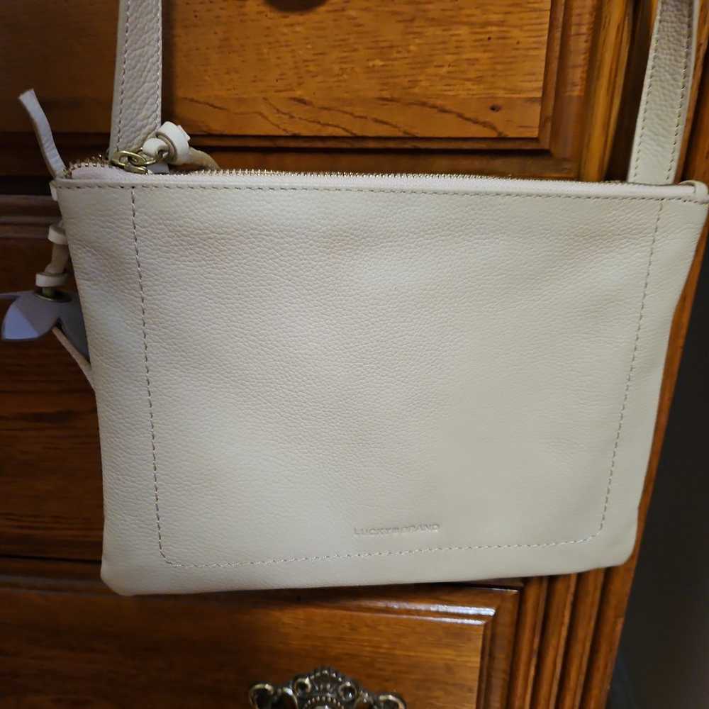 Lucky Brand beige leather triple compartment cros… - image 2