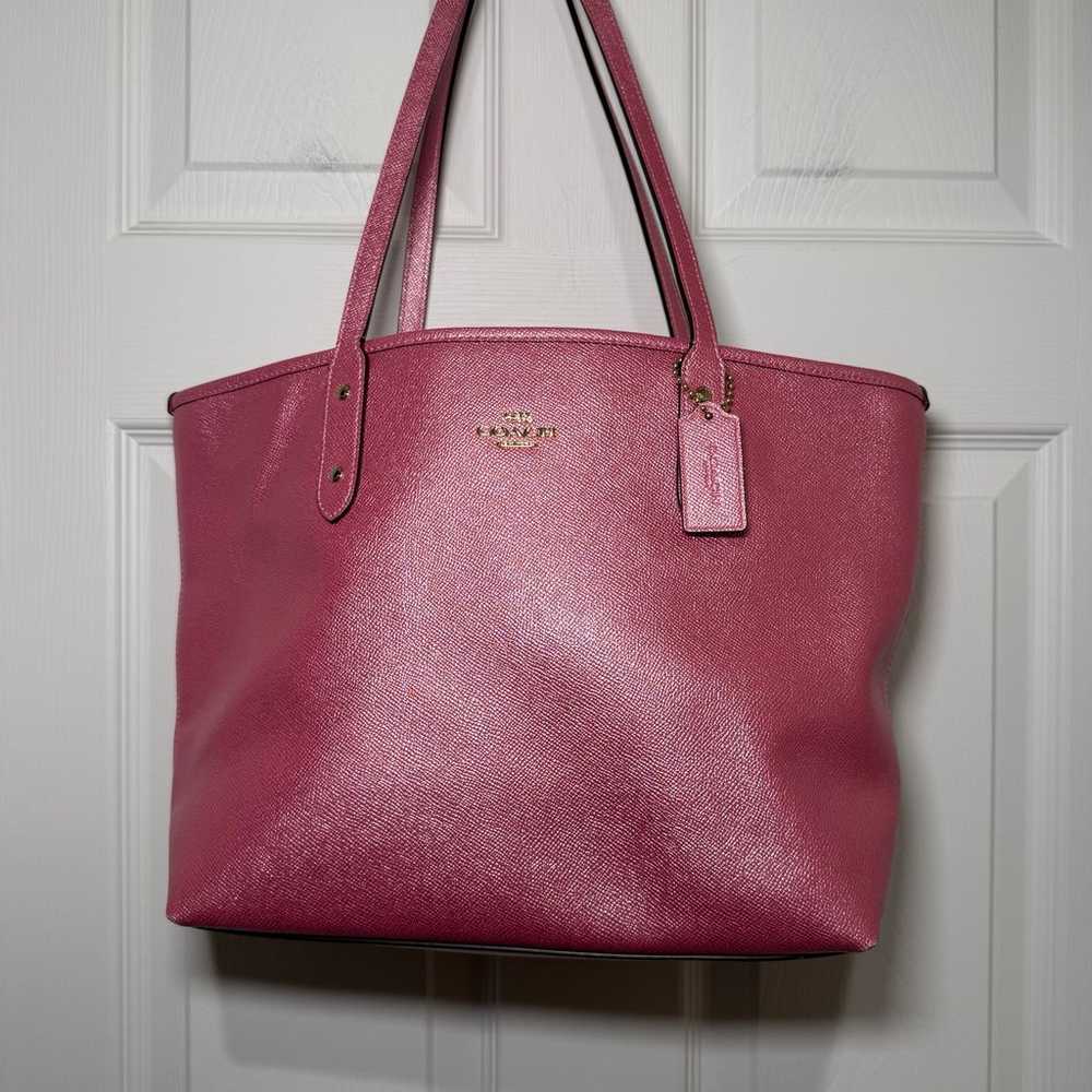 Coach Pink Shimmer Leather Tote - image 1