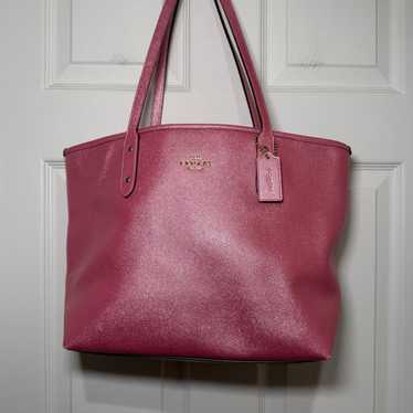 Coach Pink Shimmer Leather Tote - image 1