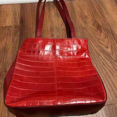 Red Leather Tote Purse