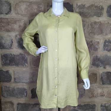 Other J. Jill Blouse Lime Green 100% Linen Oversi… - image 1