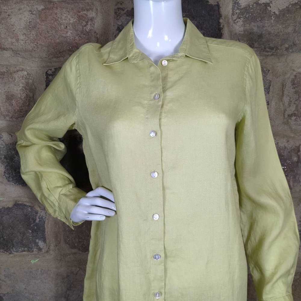 Other J. Jill Blouse Lime Green 100% Linen Oversi… - image 2