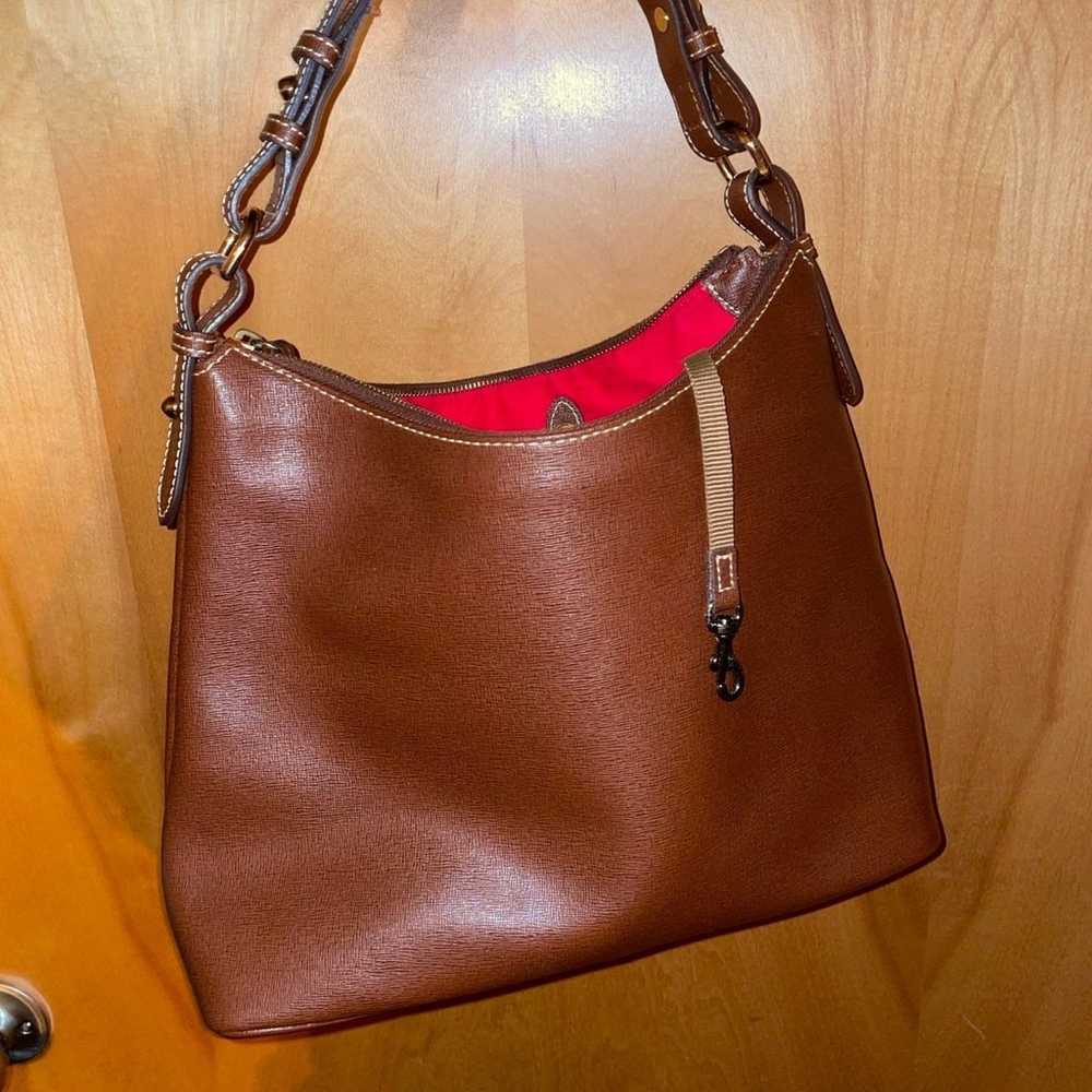 Dooney and Bourke saffiano amber brown hobo purse - image 4