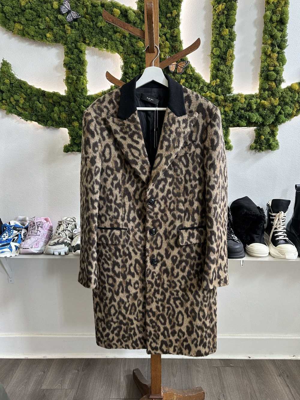 Amiri Rare Amiri Leopard Print Faux Fur Trench Co… - image 1