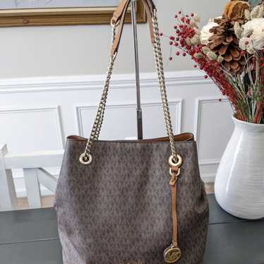 Michael Kors Brown Jet Set Monogram Shoulder Bag … - image 1