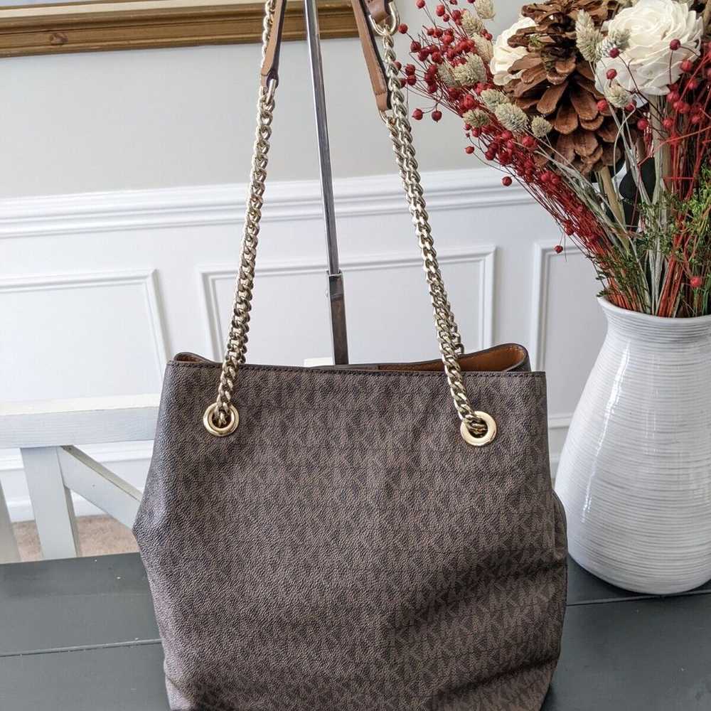 Michael Kors Brown Jet Set Monogram Shoulder Bag … - image 2