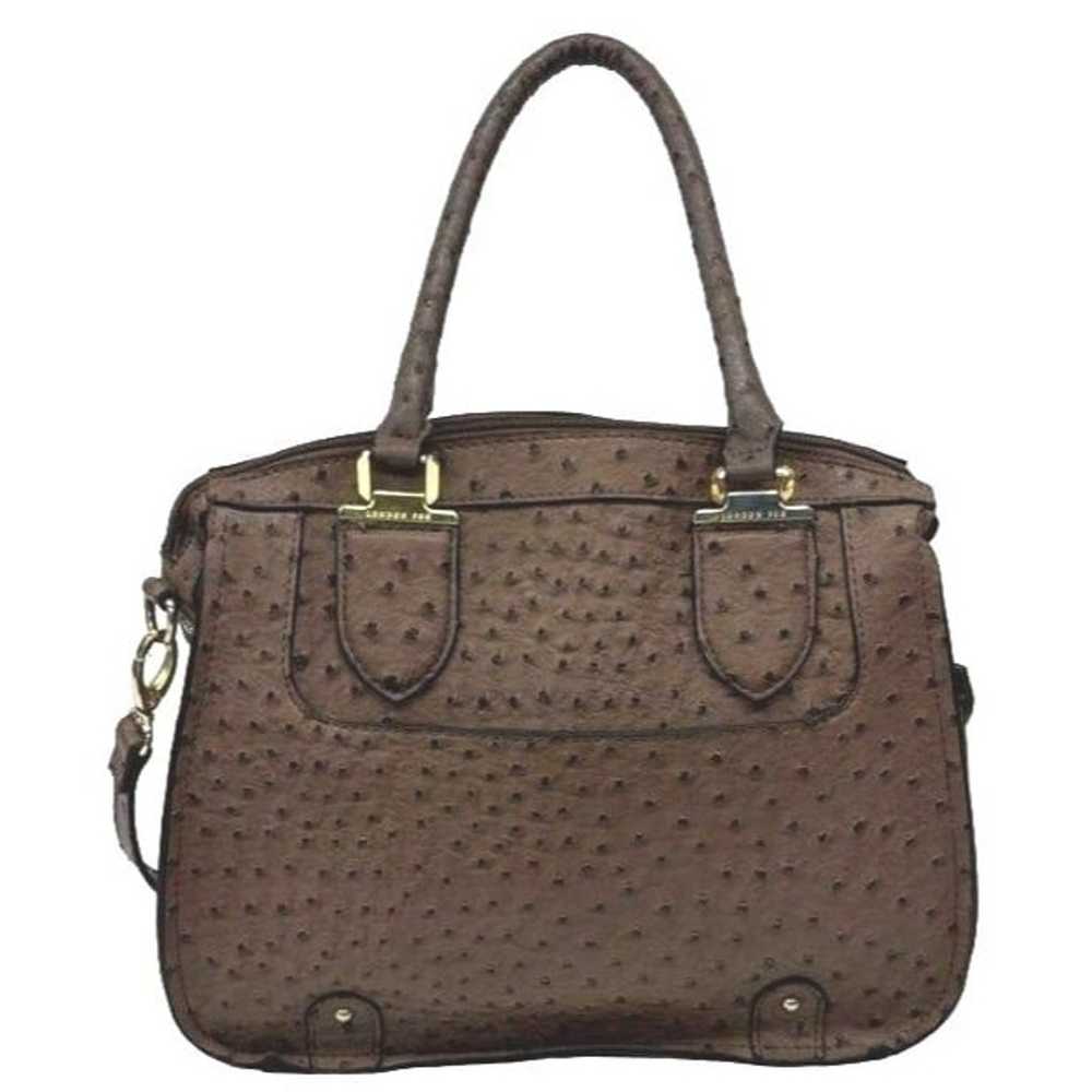 London Fog Brown Ostrich Embossed Satchel Handbag… - image 2